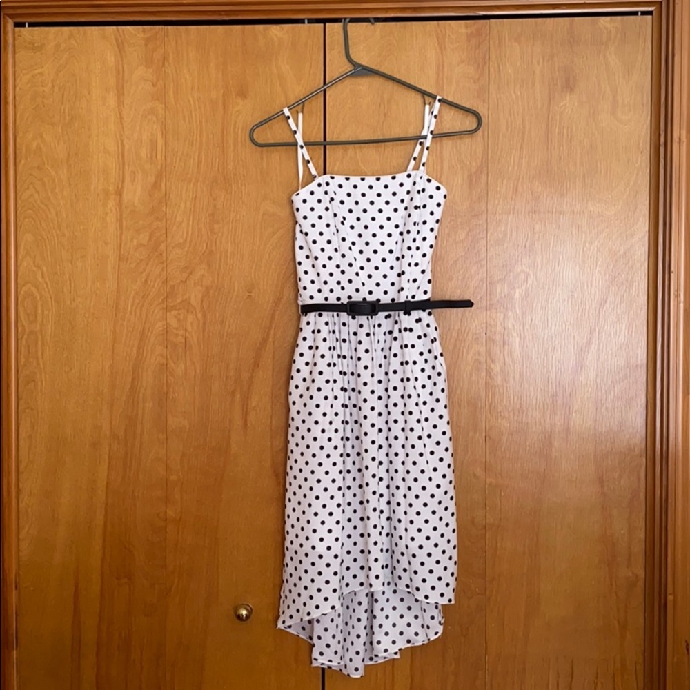 White polka dot belted dress